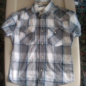 Plaid button-up shirt